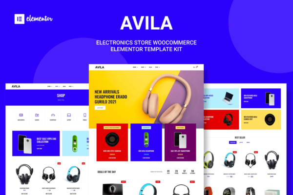 Avila Elektronik WooCommerce WordPress teması – Elementor Template Kit